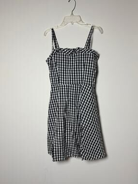 Yinbo Black White Gingham Check Cotton Fit Flare Mini Dress Womens S NWT